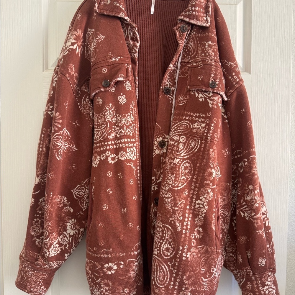 Free People-Rust Bandana Print Jacket